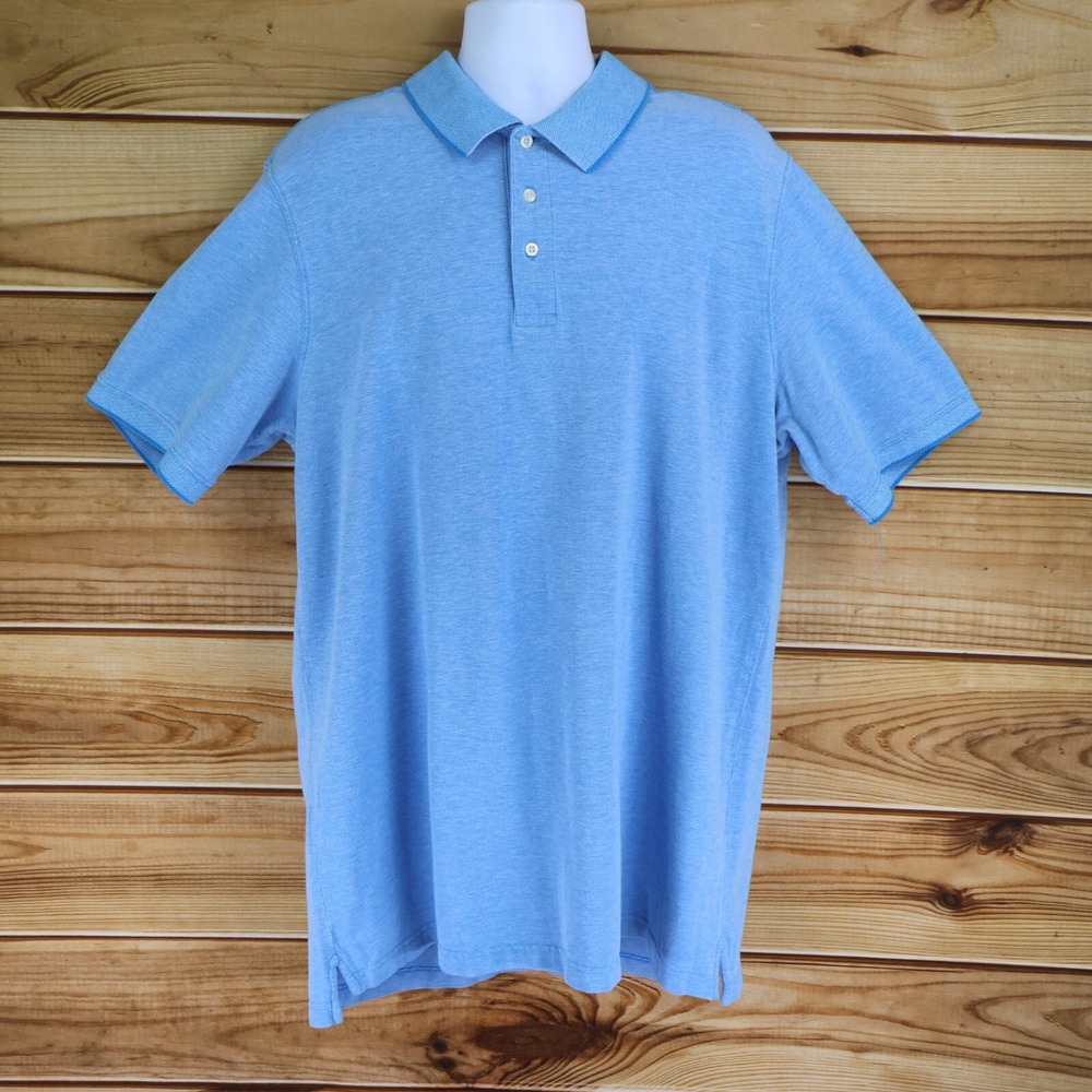 The Foundry Polo Golf Shirt Mens Size 2XLT Blue Light Wash Heathered 100% Cotton